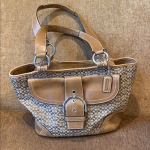 Genuine COACH shoulder bag  Leather & C fabric